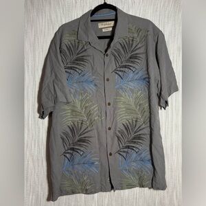 Tommy Bahama Gray Tropical Leaf Print Shirt Jacket